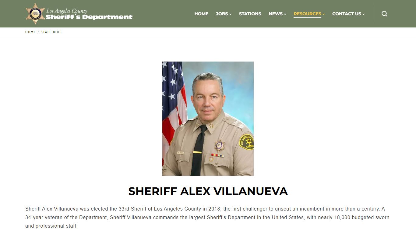 Staff Bios | Los Angeles County Sheriff's Department